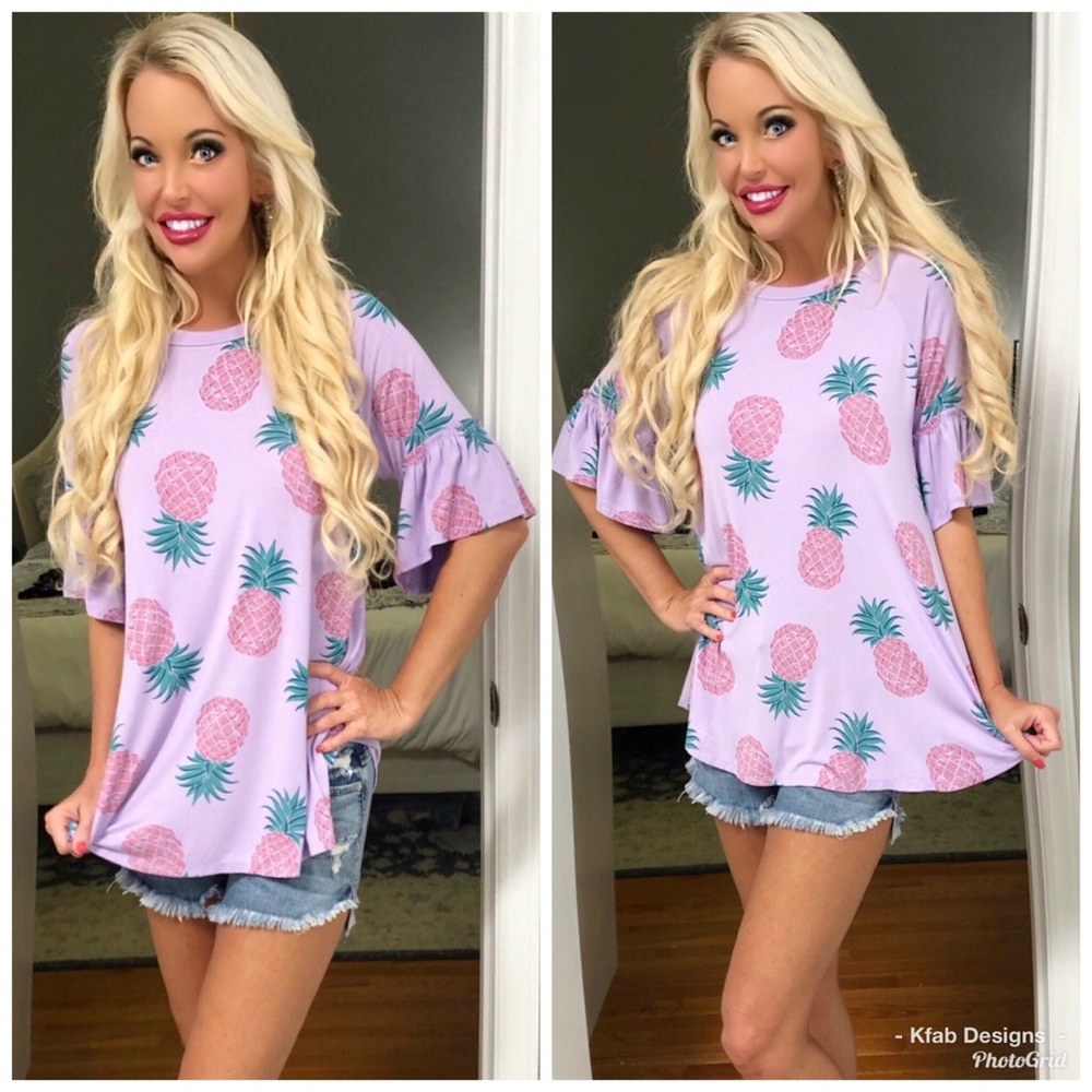💖LAST 1! Lavender Ruffled Pineapple 🍍 Tunic! - Picture 2 of 3